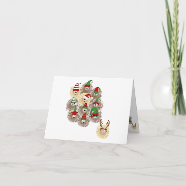 Cartão de Nota de Feriado de Hedgehogs (Frente)