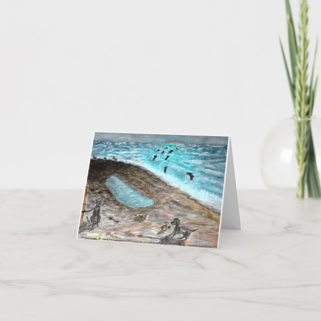 Cartão de Nota de Festa de Praia do Doggie (Frente)