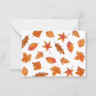 Cartão de Nota de Folhas em Aquarela