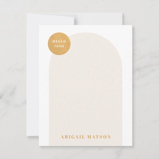 Cartão de Nota de Frame de Arco Moderno - Amarelo (Frente)