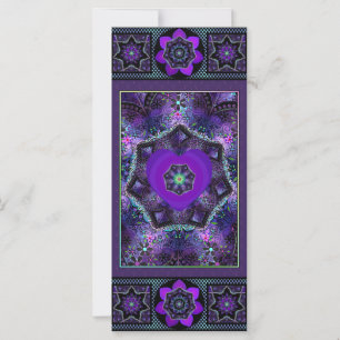 Cartão de nota de guarda-chuva e corações roxos .7