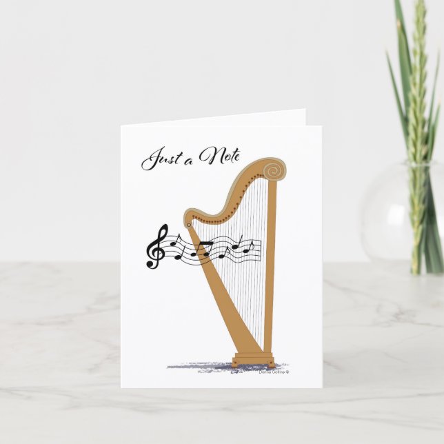 Cartão de nota de harpa musical com linhas dentro (Frente)
