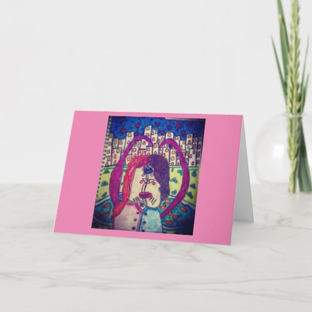 Cartão de nota de Heart Kissful BY: Katie Yonker (Frente)