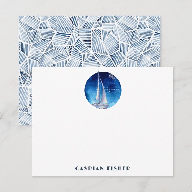 Cartão de Nota de Iate para Papel de Carta (Frente/Verso)