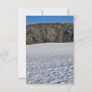 Cartão de Nota de Impressões em um Campo de Neve