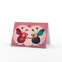 Cartão de Nota de Insetos de Amor