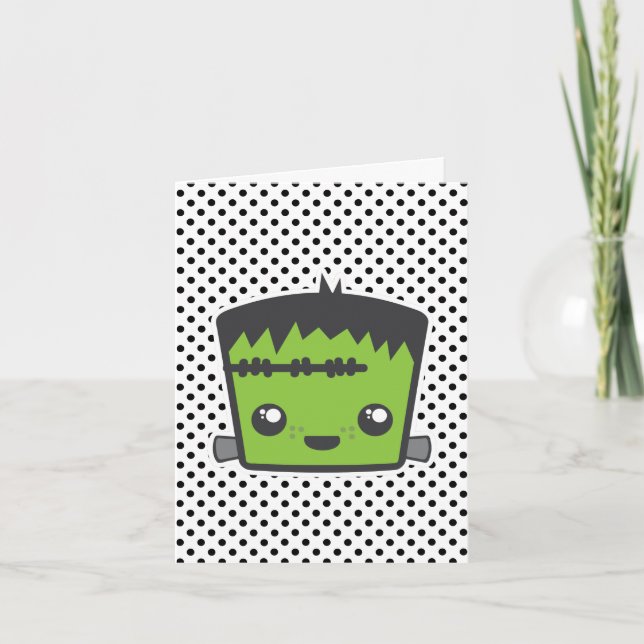 Cartão de Nota de Kawaii Frankenstein (Frente)