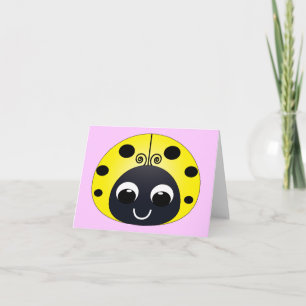 Cartão de Nota de Ladybug Amarelo