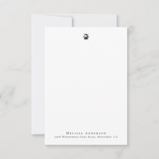 Cartão de Nota de Ladybug de Vintage Personalizado (Frente)