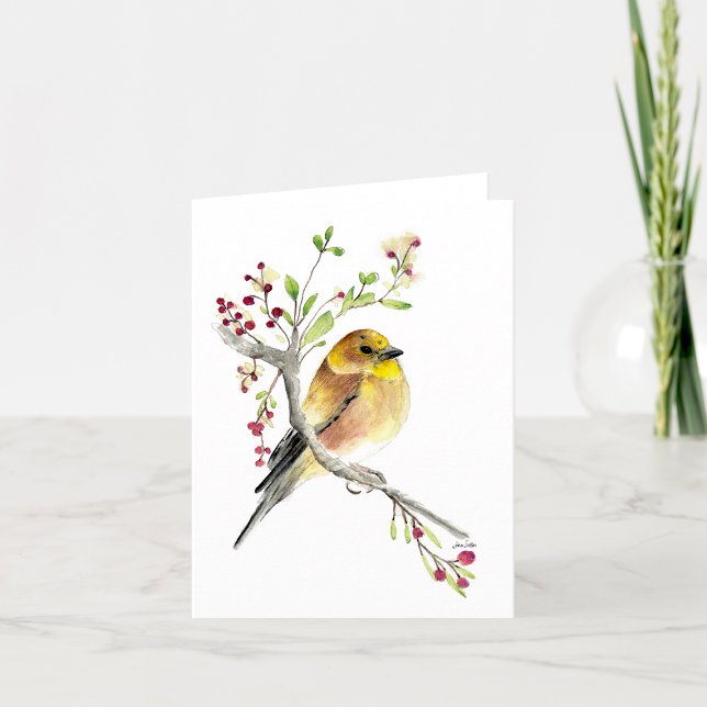 Cartão de Nota de Linda Cor de Água Goldfinch (Beautiful Goldfinch Watercolor Blank Note Cards from Jenn Steffen Art)