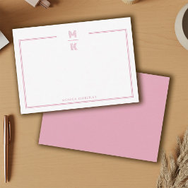 Cartão de Nota de Monograma de Duas Bordas Minimal