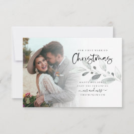 Cartão de Nota de Natal Casado com Folhagem de Fot