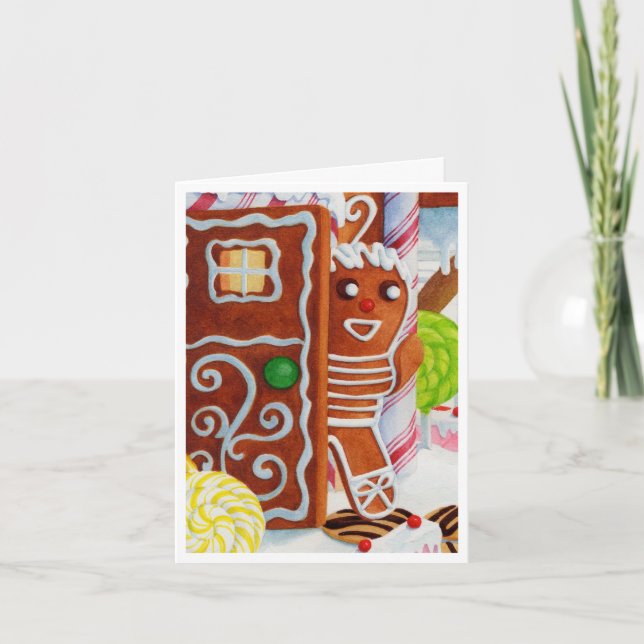 Cartão de Nota de Natal GINGERBREAD (Frente)