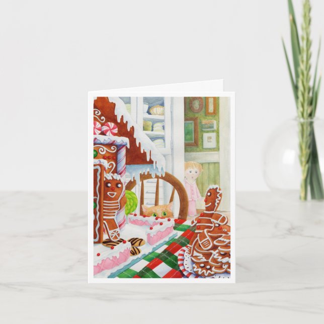 Cartão de Nota de Natal SURPRESA GINGERBREAD (Frente)