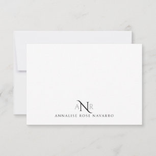Cartão de Nota de Nome Inicial Monograma 3 Elegant