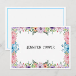 Cartão de Nota de Nome Personalizado de Borda Flor