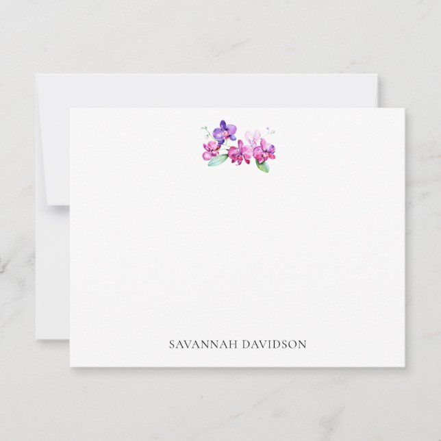 Cartão de Nota de Orquídea Personalizado (Frente)