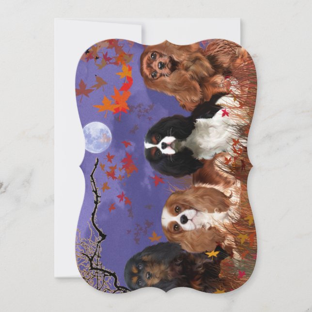 Cartão de Nota de Outono do Rei Charles Cavalier S (Frente)