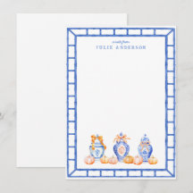 Cartão de Nota de Ova de Abate Chinoiserie Ginger