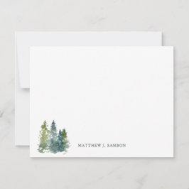 Cartão de Nota de Papel da Floresta de Aquarela Ru