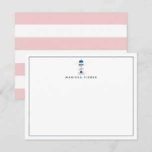 Cartão de Nota de Papel de Carta Rosa-Farol
