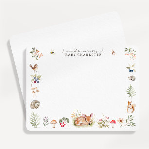 Cartão de Nota de Papelaria de Berçário Florestal 