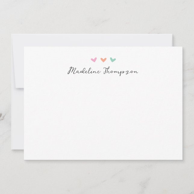 Cartão de Nota de Papelaria de Roteiro de Corações (Frente)