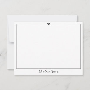 Cartão de Nota de Papelaria Preto Minimalista Cora