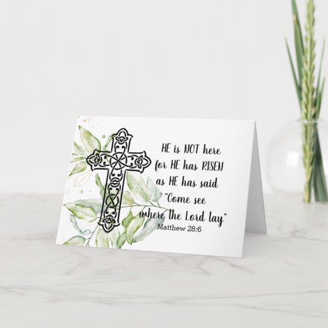 Cartão de Nota de Páscoa "ELE NÃO ESTÁ AQUI" (Frente)