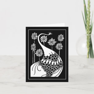 Cartão de Nota de Peacock de Beardsley Nouveau