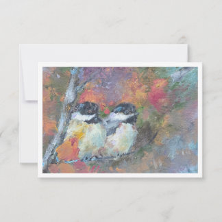 Cartão de Nota de Pintura a Óleo de Twi Chapim-de-