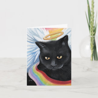 Cartão de Nota de Pintura de Gato Anjo Final do Ar
