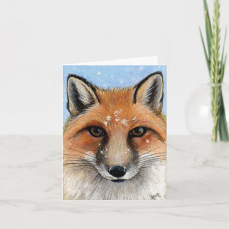 Cartão de Nota de Pintura Retrato Vermelho na Neve