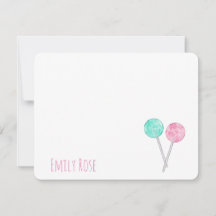 Cartão de Nota de Pirulitos Aquarela Personalizado