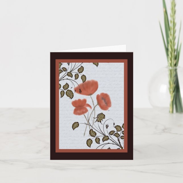 Cartão de Nota de Poppies Asiáticos (Frente)