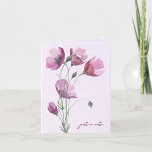 Cartão de Nota de Poppies de Cores de Água
