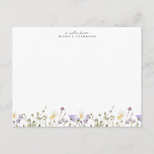 Cartão de Nota de Prado de Flores Silvestres