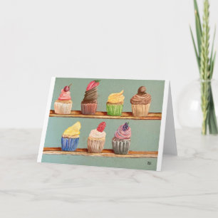 Cartão de Nota de Prateleira de cupcake
