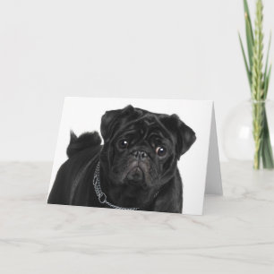 Cartão de Nota de Pug Preto