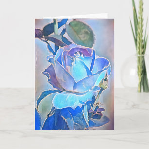 Cartão de Nota de Rosa de Arte Cristal Azul