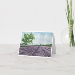 Cartão de Nota de Saudação de Campo de Lavanda de