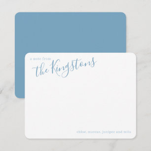 Cartão de Nota de Script do Nome da Família Azul D