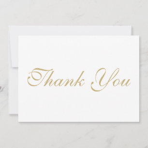 Cartão de nota de Script elegante Gold White Obri