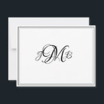 Cartão de Nota de Script Flourish do Monograma Clá<br><div class="desc">Cartões de agradecimentos plano monograma clássico,  elegante,  profissional de Black & White Flourish Script monograma. perfeito para correspondência comercial. Estas são placas de nota plana. Se você quiser Cartões dobrados,  vá para a parte inferior da página onde ela diz "Transferir este design" e selecione cartões de agradecimentos dobrado.</div>