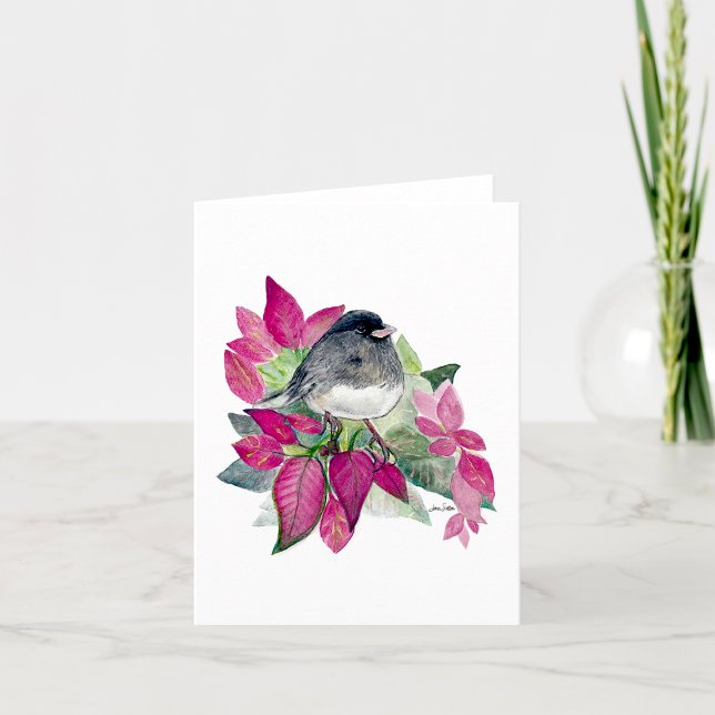 Cartão de Nota de Sola Lindo Junco (Beautiful Dark Eyed Junco Watercolor Colored Pencil Blank Note Cards from Jenn Steffen Art
)