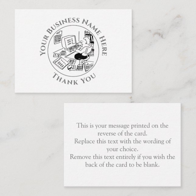 Cartão de Nota de Suporte do Office Obrigado (Frente/Verso)