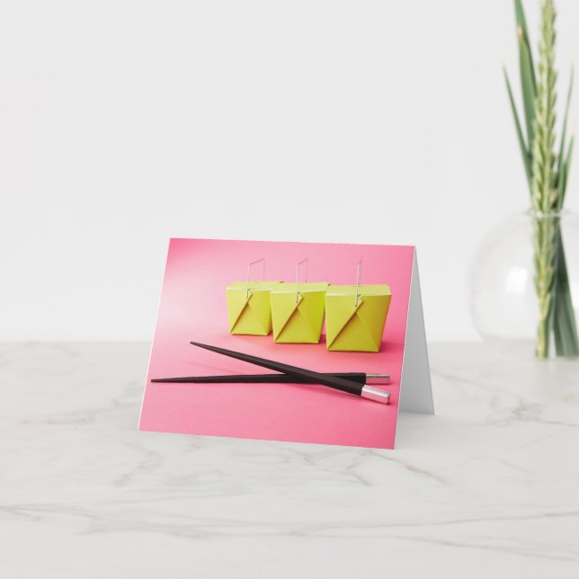 Cartão de Nota de Takeout e Chopsticks Chineses (Frente)