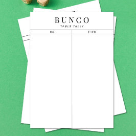 Cartão de Nota de Tally de Mesa Preto e Branco Sim