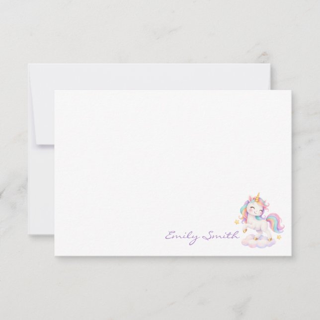 Cartão de Nota de Unicórnio Personalizado (Frente)