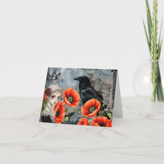 Cartão de Nota de Vazio de Colagem de Arte Gótica  (Frente)